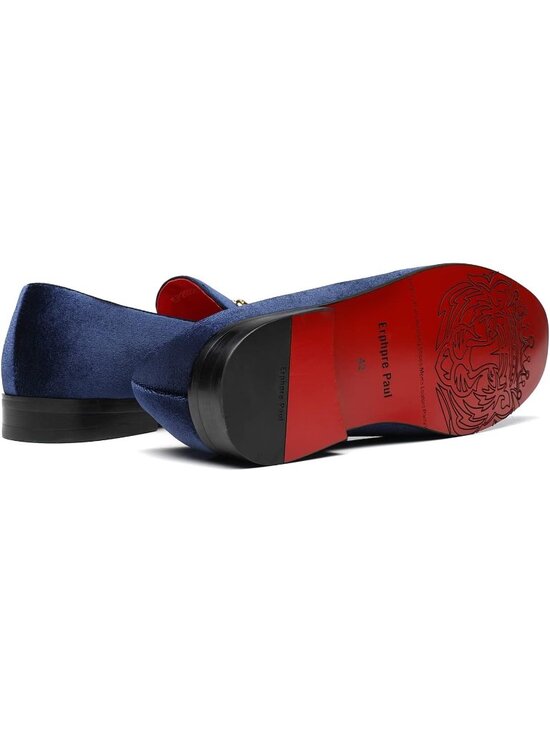 Men\'s Navy Blue Velvet Loafers Wedding Party Prom Homecoming Shoes main image 4